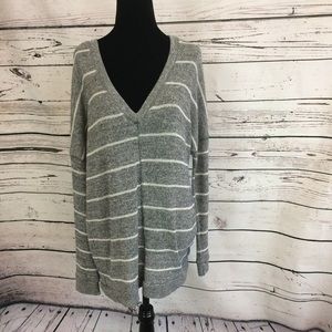 ⚡️Check&Stripe slouchy grey stripe sweater size L
